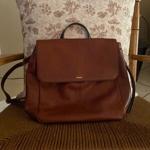 FOSSIL leather backpack purse